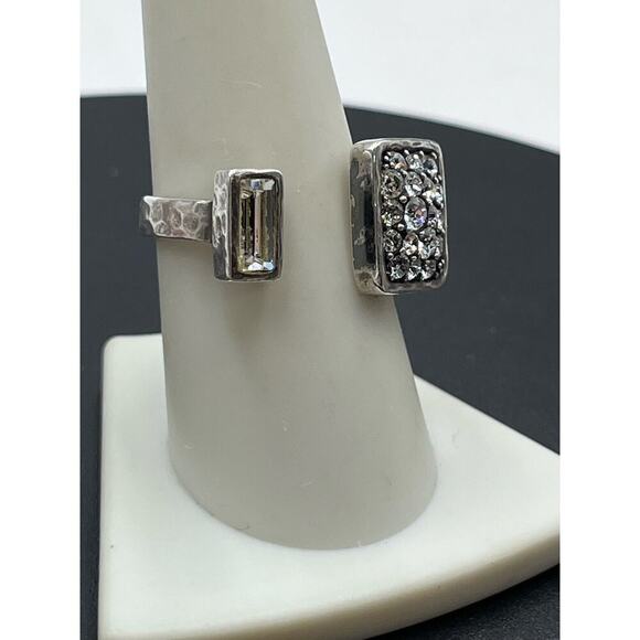 Silpada Signed Swarovski Crystal Sterling Silver 925 Adjustable Cuff Ring Sz  9 - Picture 6 of 16